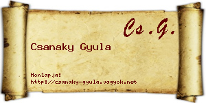 Csanaky Gyula névjegykártya